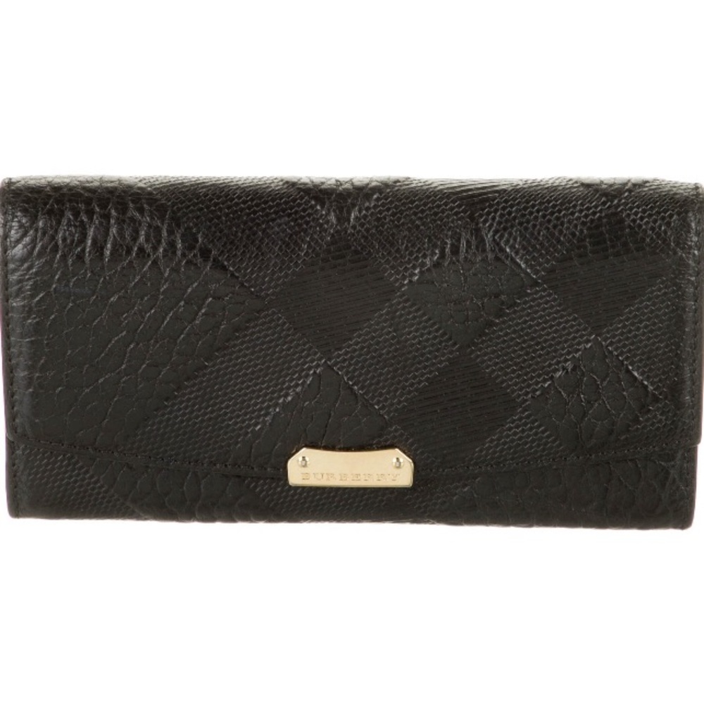 Burberry Black Leather Animal Print Continental Wallet♥️